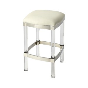 Starlight Canyon Home,White Acrylic Stool with Leather Seat for Counter Use - Clear Bar Stools - 1 of 4