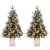Coucheta Pre-Lit 3Ft Snow Flocked Artificial Christmas Tree w/ 78 LED Lights & Lighting Elk Base, 8 Modes Tabletop Mini Tree for Home Decor, 2 Pack - 3 of 4