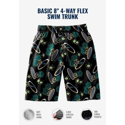 KingSize Basic 8" 4-Way Flex Swim Trunk - XL, Black Grey Flag — фото 4