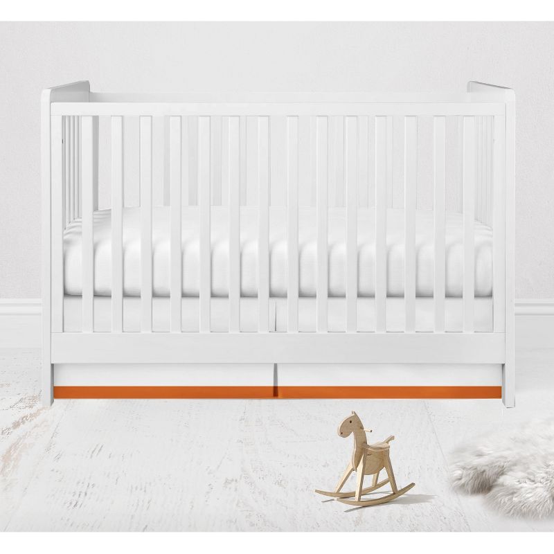  Bacati - White with band on bottom Crib/Toddler Bed Skirt - Orange, 1 of 5