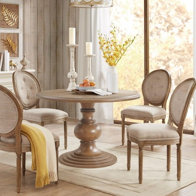 NicBex Round Dining Table 46" Farmhouse Wooden Dining Table Pedestal Base for Dining Room