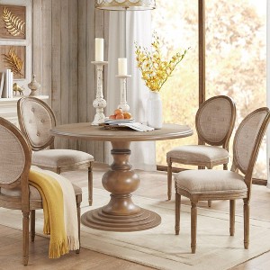 Sapphtopaz Round Dining Table Kitchen Table 46" Farmhouse Wooden Dining Table Pedestal Base for Dining Room, Kitchen, Small Spaces - 1 of 4