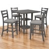 5-Piece Wooden Counter Height Dining table Set with Padded Chairs & Storage Shelf for Dining Room and Kitchen - 2 of 4