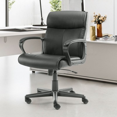 DOMETOUR Modern PU Leather Adjustable Height Executive Swivel Task Chair  for Home and Office