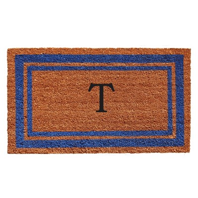 Calloway Mills 152971830T Blue Border 18 In. x 30 In. Monogram Doormat (Letter T)