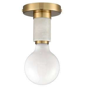 Claxy Modern Brass Semi Flush Mount Ceiling Light with White Marble for Living Room - 1 of 4