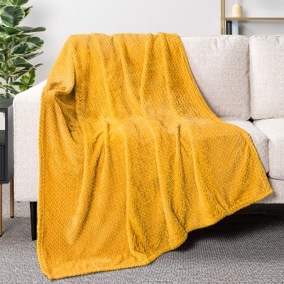 Mustard Yellow Twin Fleece Throw Blanket