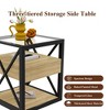 PAGED Rustic Wood Spliced Design Coffee Table with Tempered Glass Top,Industrial Style Tea table Center Table for Living Room,Bedroom - 4 of 4
