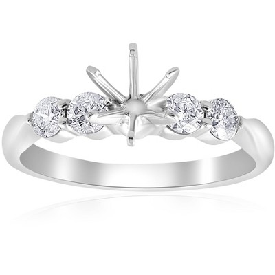 Pompeii3 1/2ct Diamond Semi Mount Engagement Ring 14K White Gold Round Setting