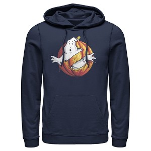 Men's Ghostbusters Halloween Pumpkin Logo Pull Over Hoodie - 1 of 4
