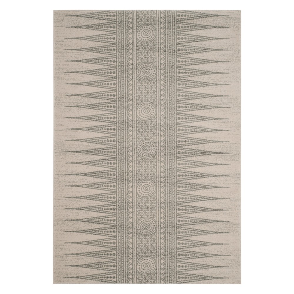 4'x6' Geometric Design Loomed Area Rug Ivory/Silver - Safavieh