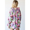 Women's Floral Ruffle V-Neck Tassel Drawstring Top - First Love - 3 of 3