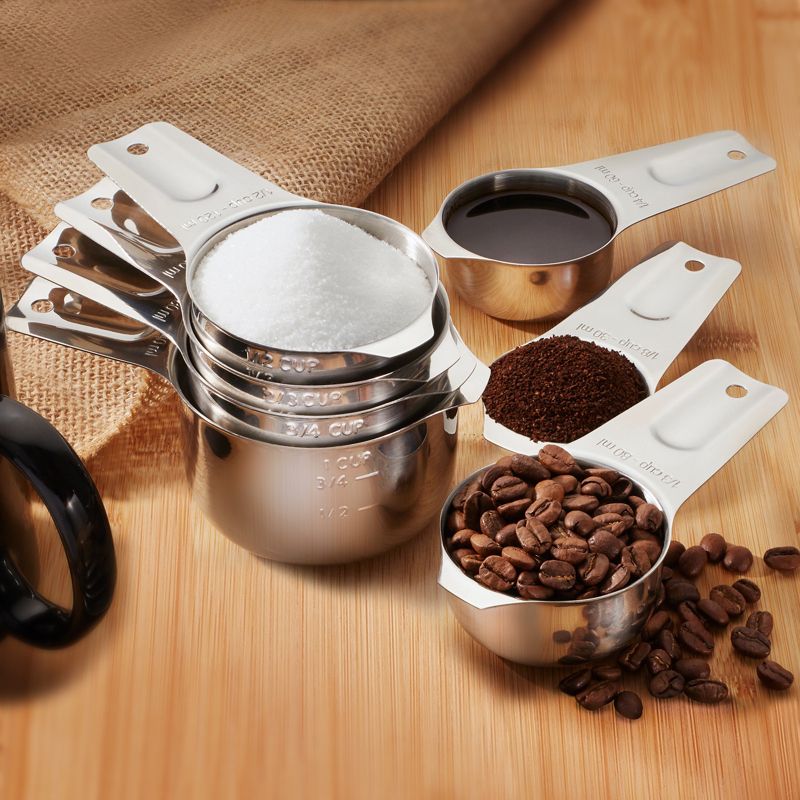 Last Confection 7-Piece Stainless Steel Measuring Cup Set - Includes 1/8 Cup Coffee Scoop - Measurements for Spices, Cooking & Baking Ingredients, 5 of 6