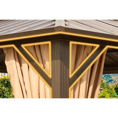 10' x 10' Brown Aluminum and Steel Hardtop Gazebo