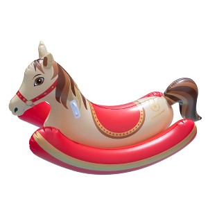 Swimline 86" Brown and Red Hobby Horse Rocker Inflatable Swimming Pool Ride-On Float - 1 of 4