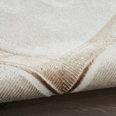 Ivory Cream Art Deco Geometric Easy-Care Area Rug 2'3" x 7'6"
