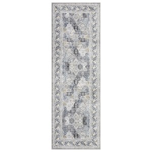 Washable Vintage Printed Rug Non Slip Low Pile Rug Retro Throw Floor Cover Foldable Indoor Carpet for Living Room Bedroom - 1 of 4