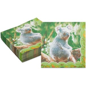 Sparkle and Bash 150 Pack Koala Paper Disposable Napkin Napkins for Kid's Animal Birthday Party Supplies, 6.5" - 1 of 4