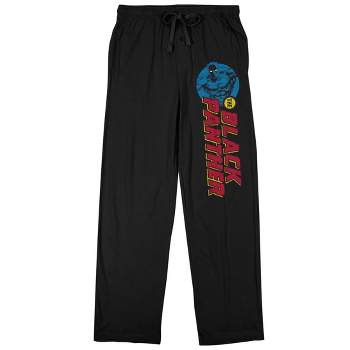 Marvel Universe Black Panther Badge and Logo Men's Black Sleep Pajama Pants