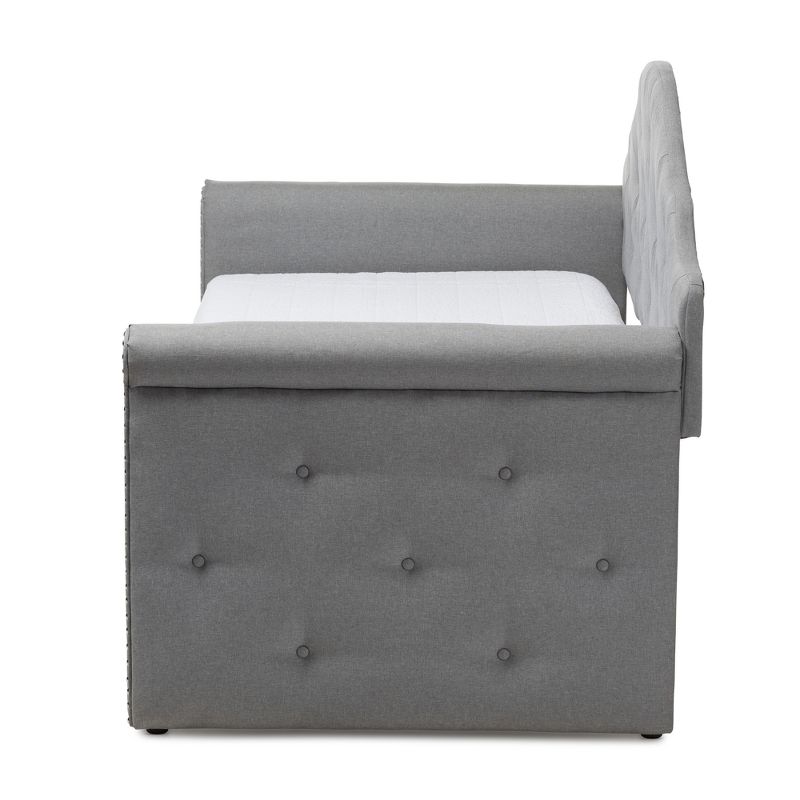 Twin Emilie Modern and Contemporary Fabric Upholstered Daybed with Trundle Gray - Baxton Studio, 6 of 12