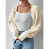 Coolmee Women's Open Front Ribbed Knit Crop Bolero Drop Shoulder Long Sleeve Loose Fit Knitted Crop Cardigan Shrug Apricot M - 2 of 4