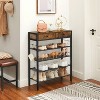 HDZNVF Industrial Brown Shoe Storage Rack with Drawers - 2 of 4