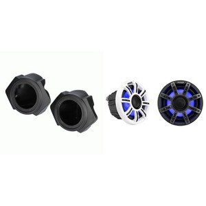 Kicker 51MSC65 6.5" Premium Marine LED Speakers & Polaris RZR Front 6.5" Speaker Pods 2014-UP ( Except PRO XP) - 1 of 4