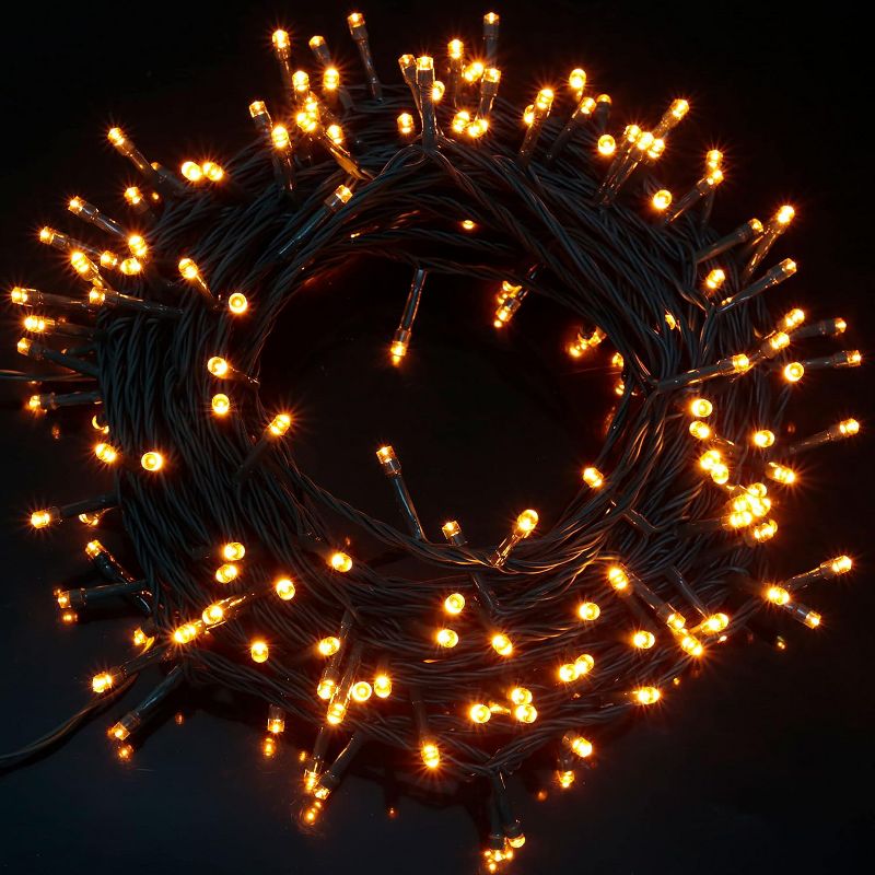 Joiedomi 200 Orange LED Green Wire String Lights, 8 Modes, 3 of 6