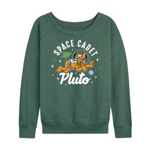 Women's - Disney - Space Cadet Pluto Lightweight French Terry Wide Neck Long Sleeve Shirt - 1 of 4