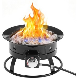 Kumasinova 19" Circular Propane Fire Pit,58000BTU,Smokeless Gas Outdoor Fire Pit with Cover,Carrying Kit and Stainless Steel Hose,Black - 1 of 1