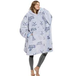 Catalonia Women's Oversized Flannel Blanket Hoodie, Cozy Warm Wearable Plush Fleece Pullover, Soft Lounge Sweatshirt for Home, Outdoor Comfort, Gift - 1 of 4