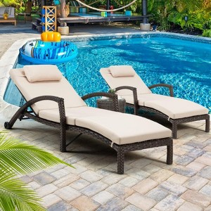 EROMMY Rattan Chaise Lounge Chairs Set of 4 - 1 of 4