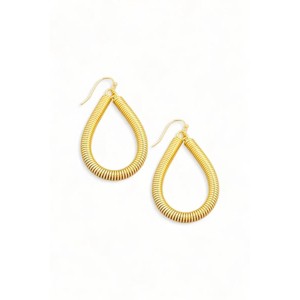 Slickblue Gold Teardrop Wire Hoop Earrings for Women, Coil Spring Detail, Chic Drop Style, 2.75 Inch Length - 1 of 3