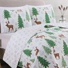 FIONECA Cheerful Holiday Deer / Trees / Snow Reversible Quilt Set with Shams - 3 of 3