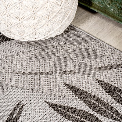 Havana Gray/Black Tropical Palm 4' x 6' Synthetic Area Rug