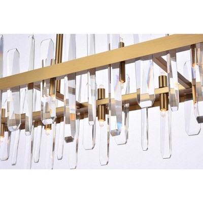Satin Gold Rectangular Crystal Chandelier with Clear Royal Cut Crystals