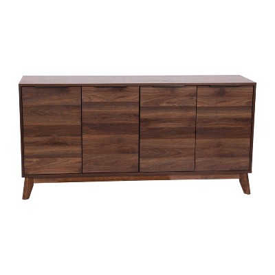 60" Haisley Mid-Century Modern Storage Buffet TV Stand for TVs up to 64" with Adjustable Shelves Dark Walnut - Taylor & Logan