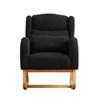 Polyester Modern Accent High Backrest Lounge Arm Rocking Chair with Two Side Pockets, Lumbar Pillow and Sturdy Wood Frame - 2 of 4