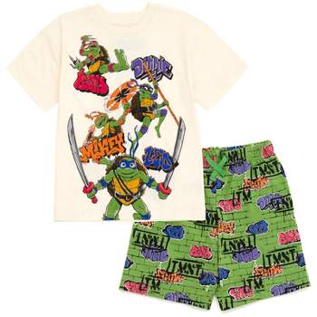 Teenage Mutant Ninja Turtles Donatello Raphael Leonardo T-Shirt and French Terry Shorts Outfit Set Little Kid to Big Kid