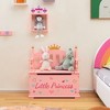 Costway Kids Princess Wooden Bench Seat Toy Box Storage Organizer Children Playroom Pink - 2 of 4