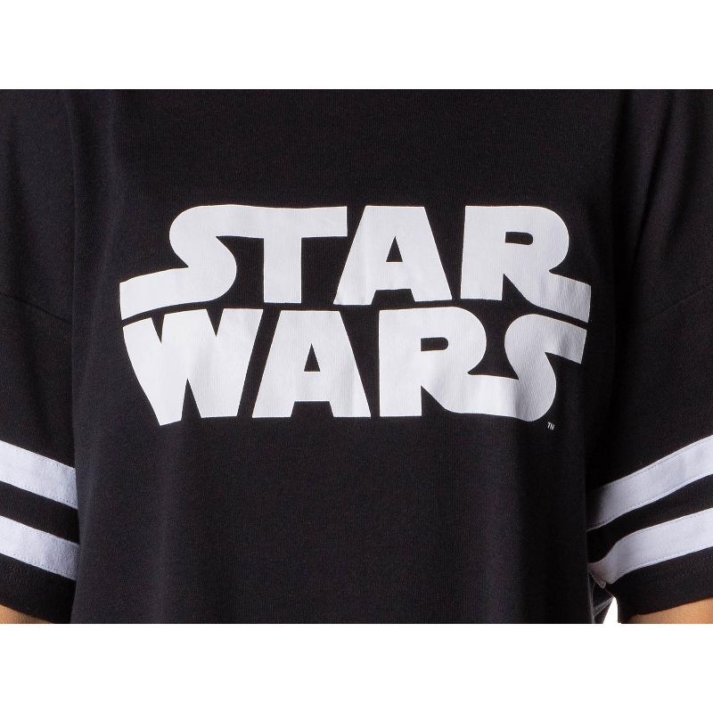 Star Wars Womens' Movie Film Title Logo Nightgown Sleep Pajama Shirt Black, 3 of 5