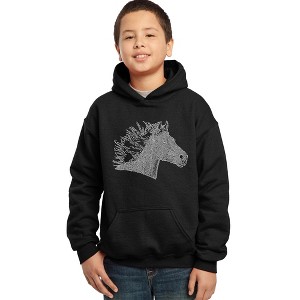 LA Pop Art Boy's Word Art Hooded Sweatshirt - Horse Mane - 1 of 4