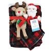 Hudson Baby Unisex Baby Plush Blanket with Toy, Rudolph And Santa Plaid, One Size - image 2 of 4