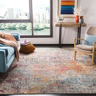 Chic Metro-Mod Grey and Pink Hand-Knotted 8' x 10' Area Rug
