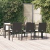 vidaXL 7-Piece Garden Dining Set with Cushions - Modern Outdoor Lounge Set, Black Poly Rattan with Solid Acacia Wood Tabletop, Easy Assembly - 2 of 4