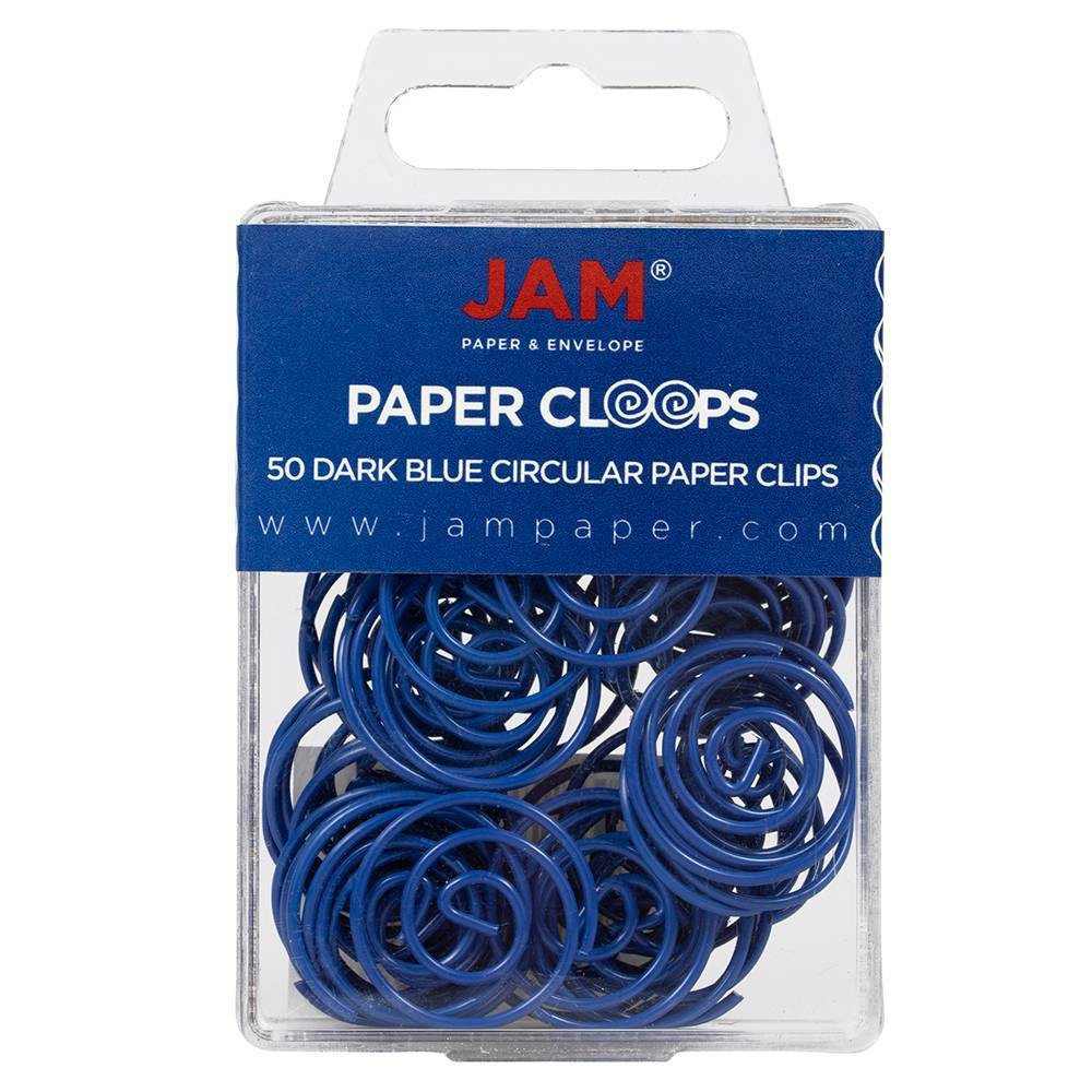 JAM Paper 50pk Circular Paper Clips - Dark Blue: Office Supplies, Plastic, Clips & Fasteners, 1" Width