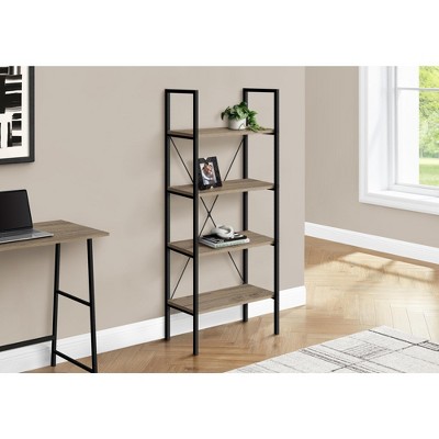 Monarch Specialties Bookshelf Bookcase 4 Tier 48InchH Office Bedroom Metal Laminate Brown Black Contemporary Modern