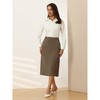 INSPIRE CHIC Women's High Waist Split Back Work Midi Pencil Skirt - 3 of 4