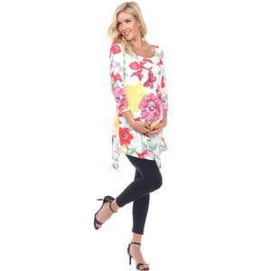 Maternity Floral Scoop Neck Tunic Top with Pockets - White Mark - 1 of 3