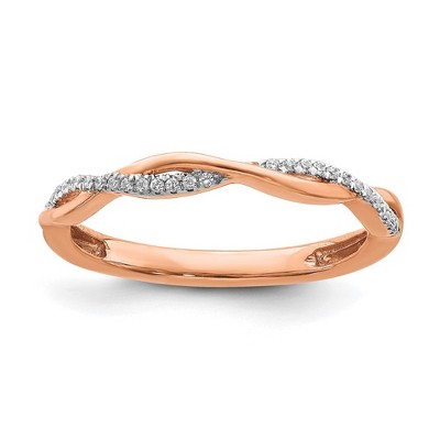 Black Bow Jewelry 2mm 14k Rose Gold 1/15 Ctw Diamond Stackable Twist Band